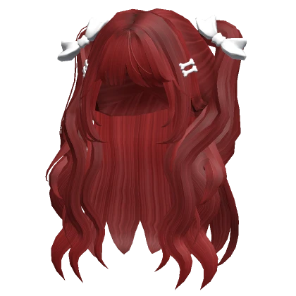 Long Wavy Pigtails w/ Bow Red