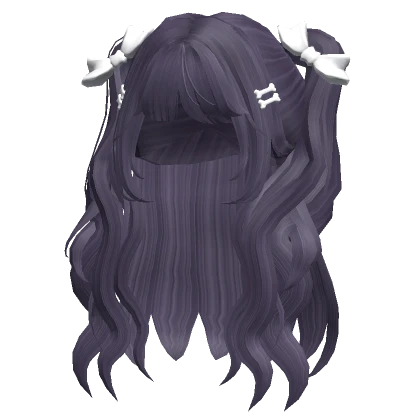 Long Wavy Pigtails w/ Bow Purple