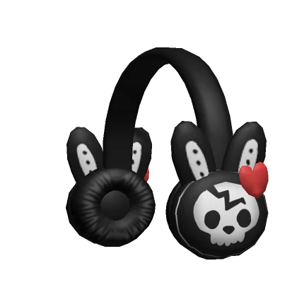 monster bunny headphones emo red heart 