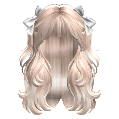 Wavy Half up Pigtails with Ribbons(PlatinumBlonde)