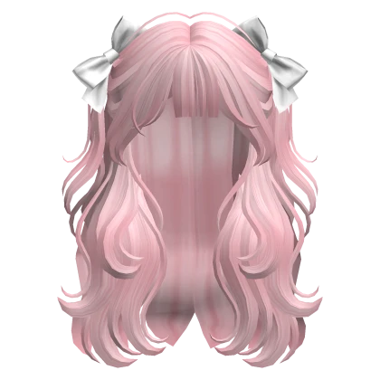 Wavy Half up Pigtails with Ribbons(Pink)
