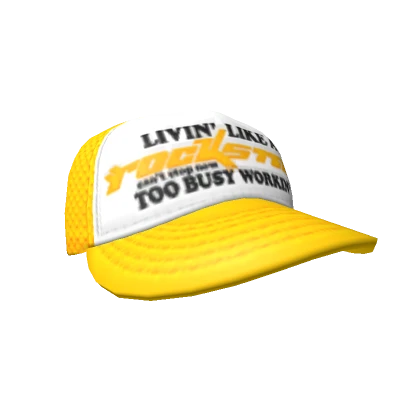 YELLOW ROCKSTAR LIVIN' Y2K TILTED TRUCKER CAP