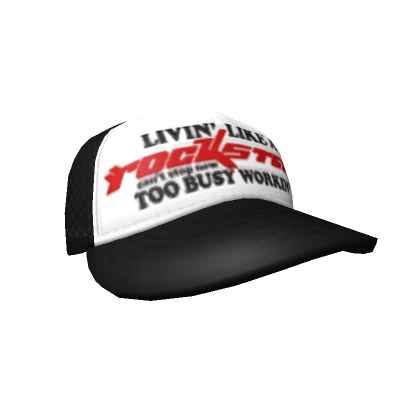 BLACK ROCKSTAR LIVIN' Y2K TILTED TRUCKER CAP