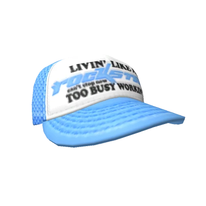 BLUE ROCKSTAR LIVIN' Y2K TILTED TRUCKER CAP