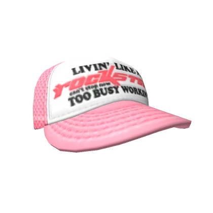 PINK ROCKSTAR LIVIN' Y2K TILTED TRUCKER CAP