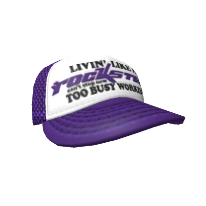 PURPLE ROCKSTAR LIVIN' Y2K TILTED TRUCKER CAP