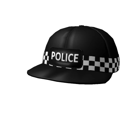 Black Police Cap Checkered Band White