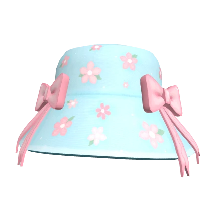 Floral Summer Hat With Pink Bows