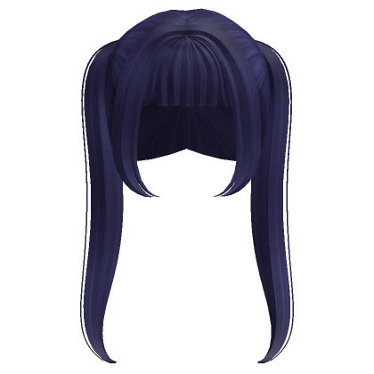 Navy Long Bangs Ponytails