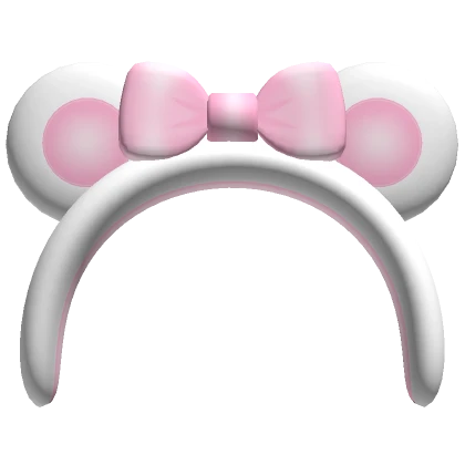 ♡ soft kawaii white bear headband with pink bow