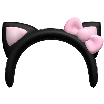 ♡ kawaii kitty black headband with pink bow