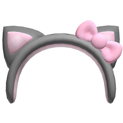 ♡ kawaii kitty gray headband with pink bow