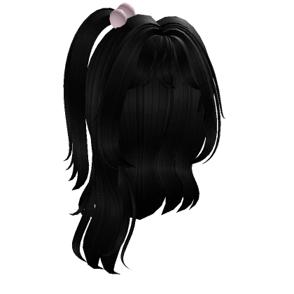 Cute messy black doll hair w/ ponytail 