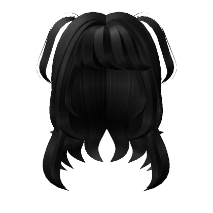 Cute messy black doll hair w/ pigtails