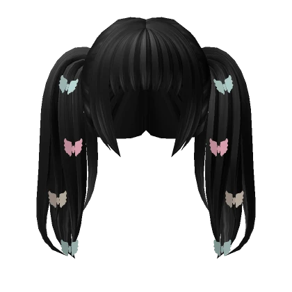 Rockstar Pigtails /w Butterfly Hairclips in Black