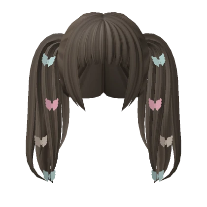 Rockstar Pigtails /w Butterfly Hairclips in Brown