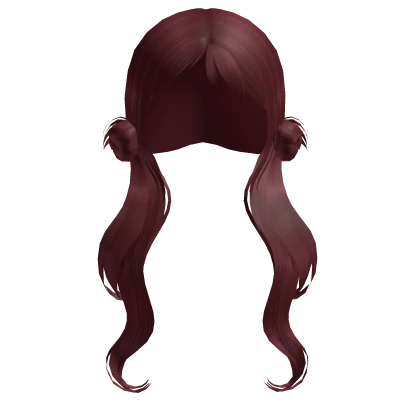 Garnet Red Low Bun Twintails