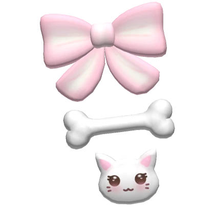 ♡ kawaii kitty pink ribbon bone hairclips