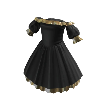 Lovely Ruffled Dress - Black Gold