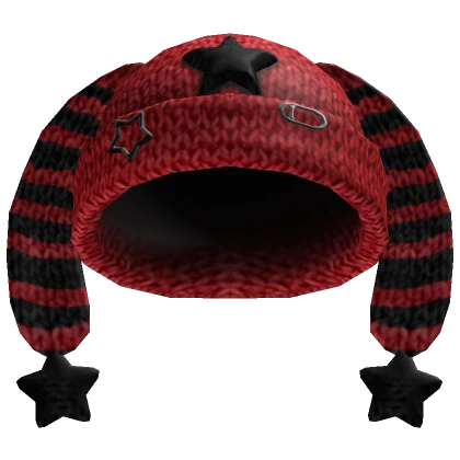 Y2K Striped Bunny Ears Beanie (Red & Black)