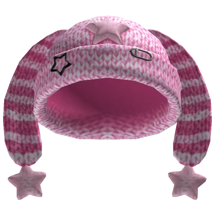 Y2K Striped Bunny Ears Beanie (Pink)