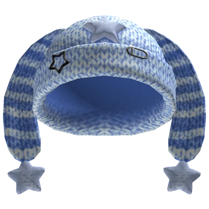 Y2K Striped Bunny Ears Beanie (Blue)