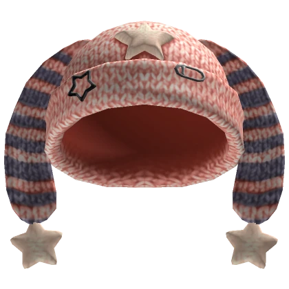 Y2K Striped Bunny Ears Beanie (Peach)