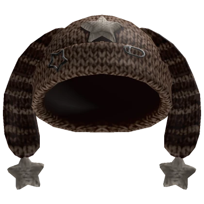 Y2K Striped Bunny Ears Beanie (Brown)