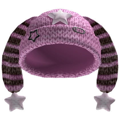 Y2K Striped Bunny Ears Beanie (Dark Pink)