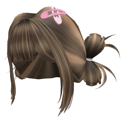 Kawaii double buns with clips - Brown highlights