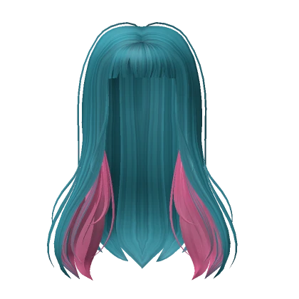  Straight Underdye Hair in Blue/Pink