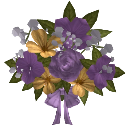 Flower Bouquet Head in Yellow Purple