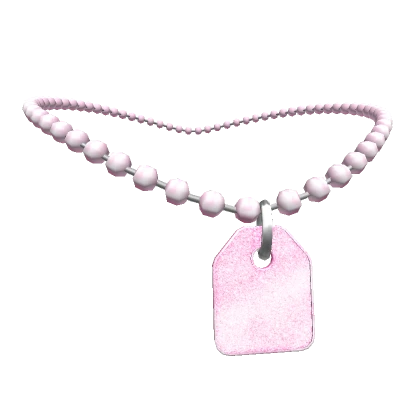 Shiny Y2K Pink Dog Tag Pearls Necklace (3.0)