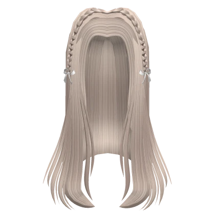 Plat Long Straigh Hair w Braid and Ribbon