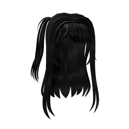 Long Anime Hair with Pigtail in Black