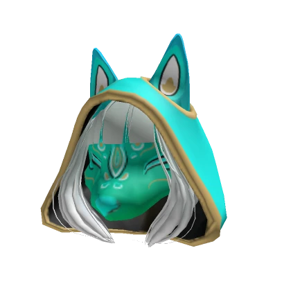 Kitsune Mask & Hood - Green & Neon Set