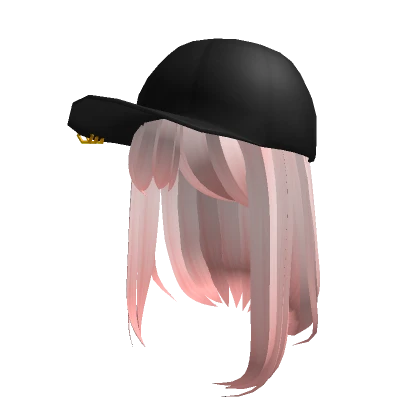 Medium Pink Hair with Black Cap