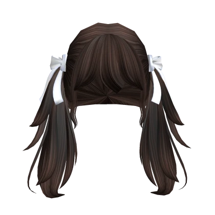 Cutesy Doll Bow Dark Brown Pigtails