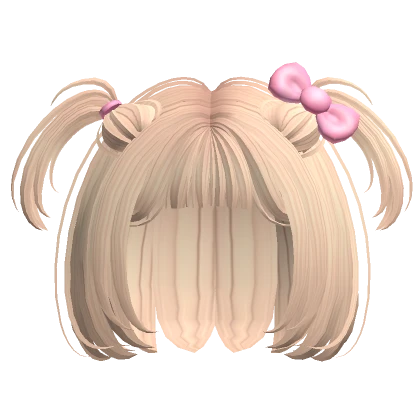 ♡ blonde kawaii bob small pigtails hair + bow