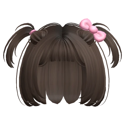 ♡ brown kawaii bob small pigtails hair + bow