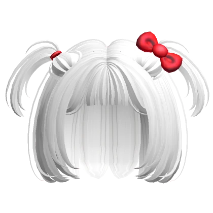 ♡ white kawaii bob small pigtails hair + bow