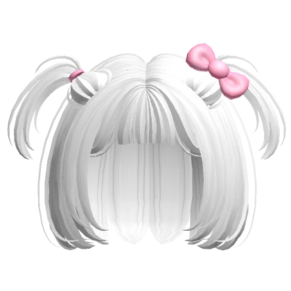 ♡ white kawaii bob small pigtails hair + bow