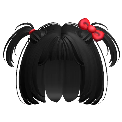 ♡ black kawaii bob small pigtails hair + bow