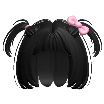 ♡ black kawaii bob small pigtails hair + bow