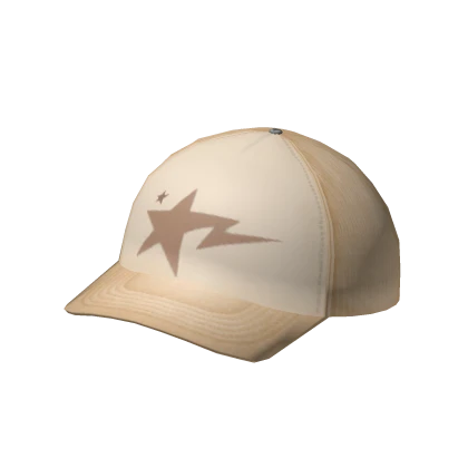 Beige Y2K Star Trucker Cap 