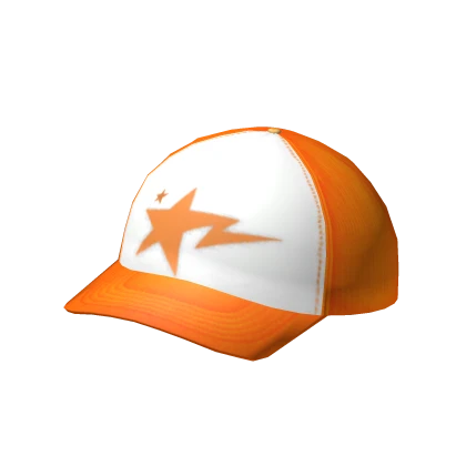 Orange Y2K Star Trucker Cap  