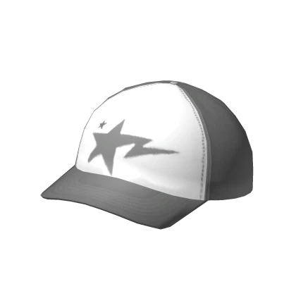 Grey & White Y2K Star Trucker Cap  