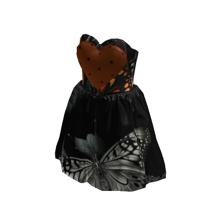 Black butterflies dress with polka dot heart