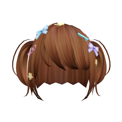 Brown Baby Doll Pigtails w Kawaii Clips