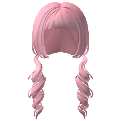 Cute Curly Low Pigtails Pink